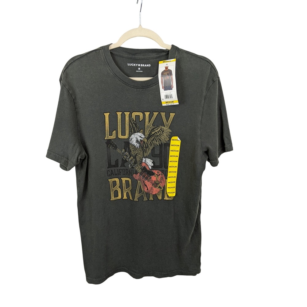 Lucky Brand Mens Eagle Guitar Graphic T-Shirt Faded Black Size M NWT 141528